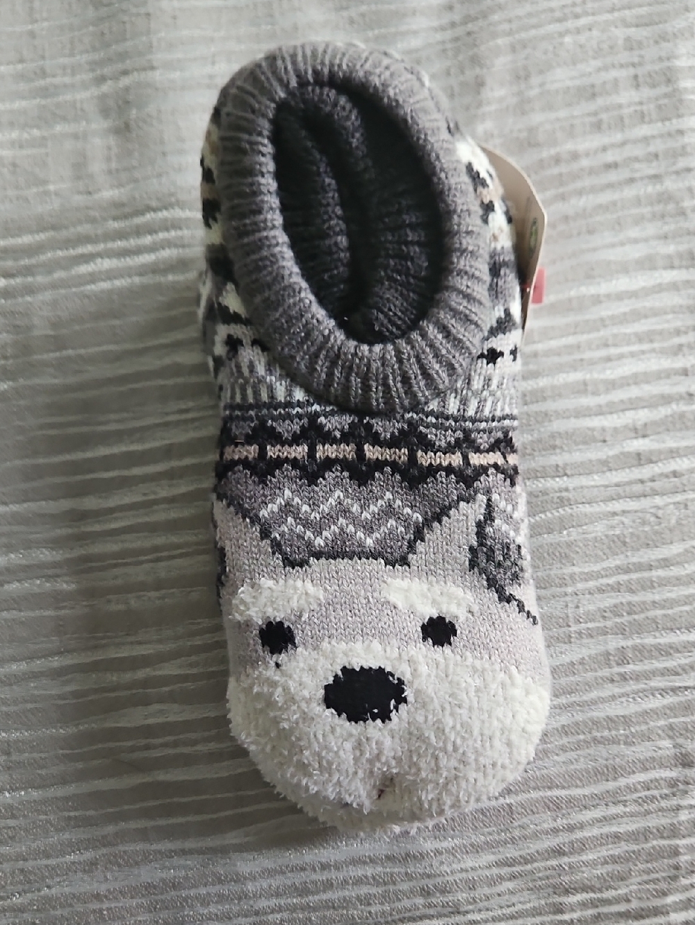 Secret Treasures Grey Fair Isle Husky Slipper Socks